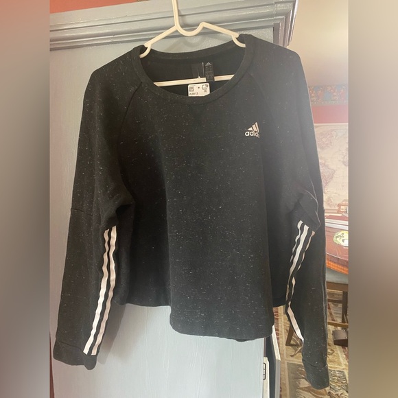 adidas Tops - Adidas Black Sweatshirt with White Stripes size L NWT